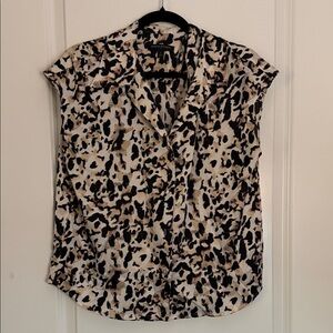 Banana Republic Animal Print Cap Sleeve Blouse